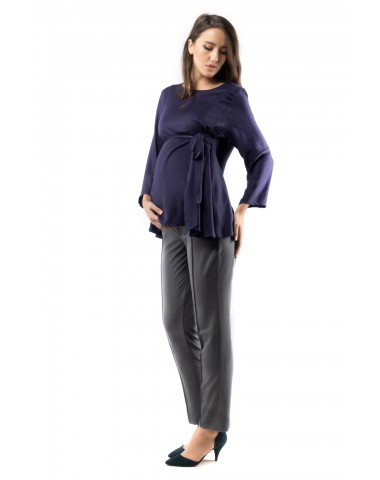 Pantaloni gri eleganti de gravide, ideali pentru perioada de sarcina petrecuta la birou